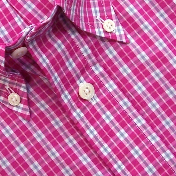pink plaid polo shirt