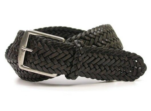 O'Connell's Braided Saddle Leather Belt - Black - Men's Clothing,  Traditional Natural shouldered clothing, preppy apparel