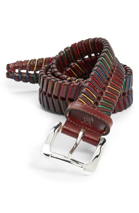 O'Connell's Hand Laced Saddle Leather Belt - Brown